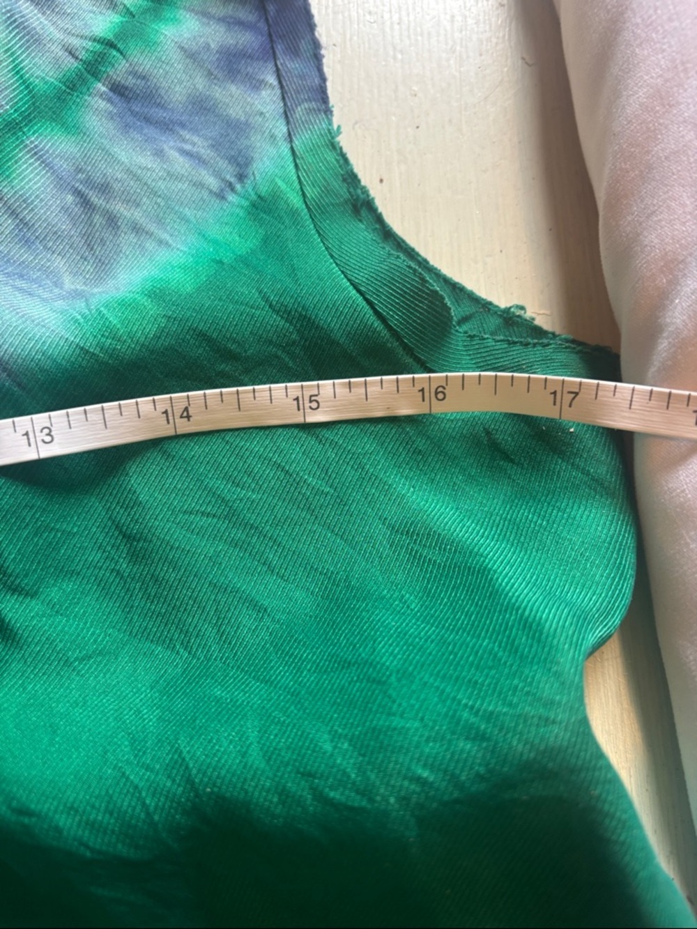 Raquel Allegra Green and Navy Tie-Dye V-Neck Sleeveless Top - Picture 3 of 3